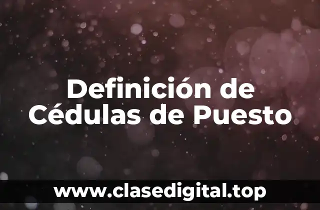 Definición de Cédulas de Puesto
