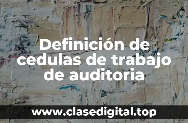 Ejemplos de cedulas de trabajo de auditoria