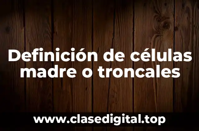 Definición de células madre o troncales