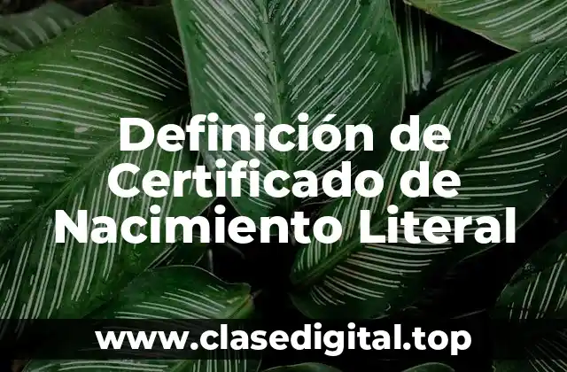 Ejemplos de Certificados de Nacimiento Literal