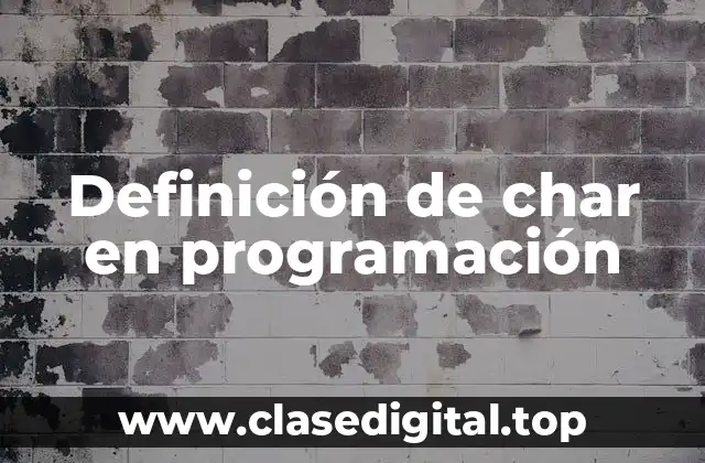 Definición de char en programación