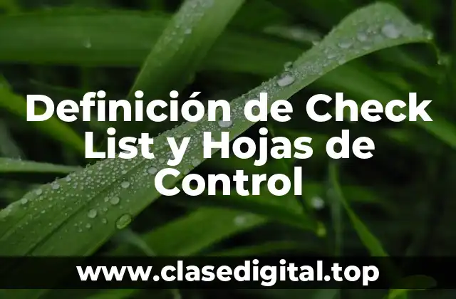 Definición de Check List y Hojas de Control