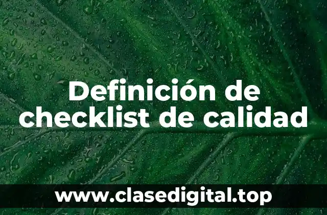 Definición de checklist de calidad