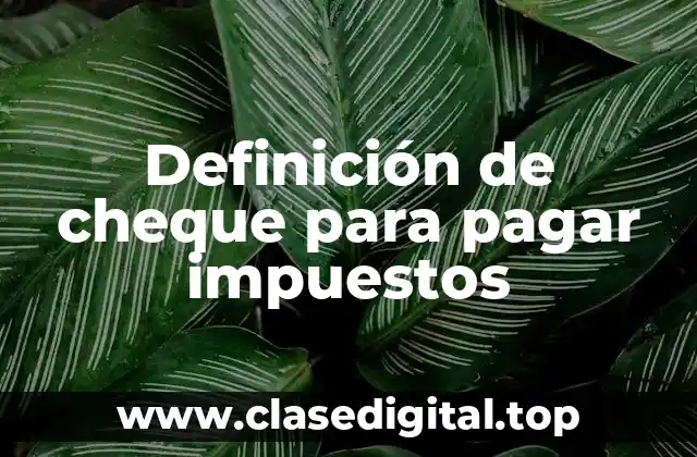 Definición de cheque para pagar impuestos