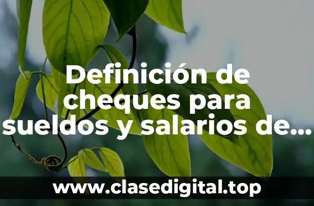 Definición de cheques para sueldos y salarios de dos departamentos