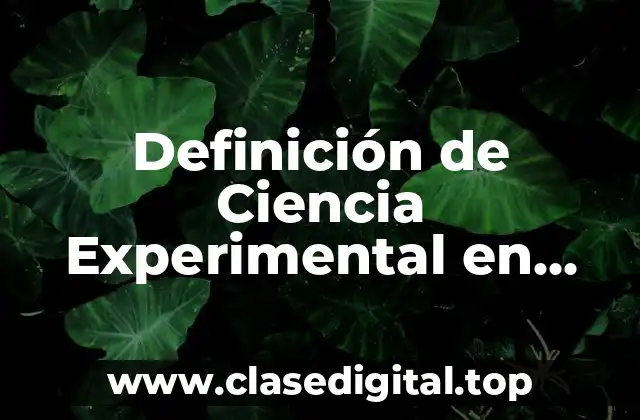 Definición de Ciencia Experimental en Química