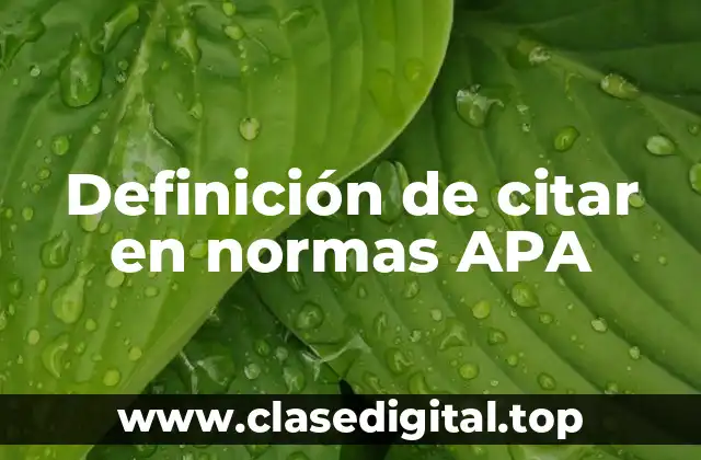 Ejemplos de citar en normas APA