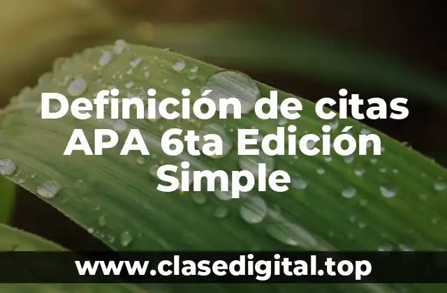 Definición de citas APA 6ta Edición Simple