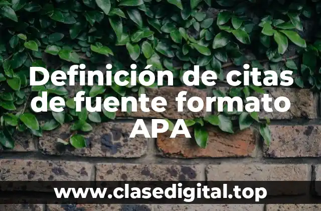 Definición de citas de fuente formato APA