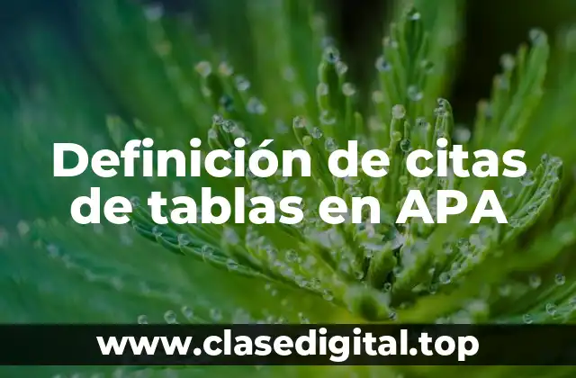 Definición de citas de tablas en APA