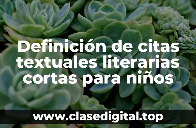 Definición de citas textuales literarias cortas para niños