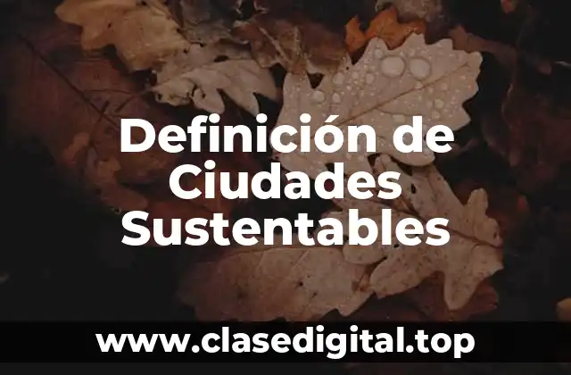 Definición de Ciudades Sustentables