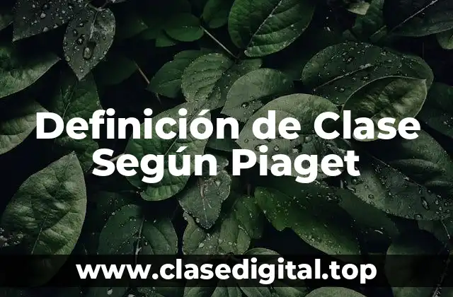 Definición de Clase Según Piaget