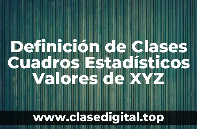 Definición de Clases Cuadros Estadísticos Valores de XYZ