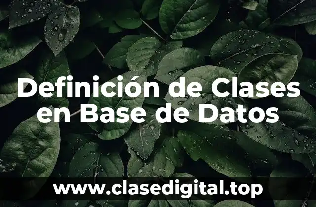 Definición de Clases en Base de Datos