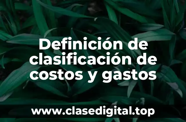 Ejemplos de clasificación de costos y gastos