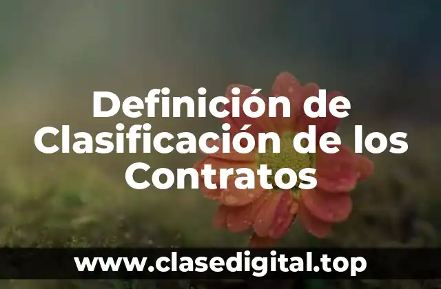 Definición Técnica de Clasificación de los Contratos