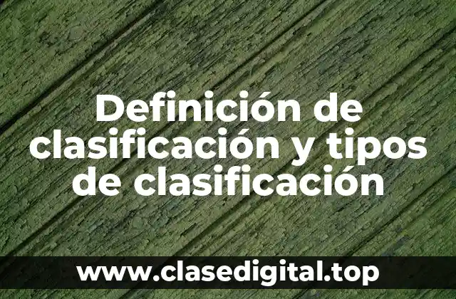 Definición de clasificación y tipos de clasificación