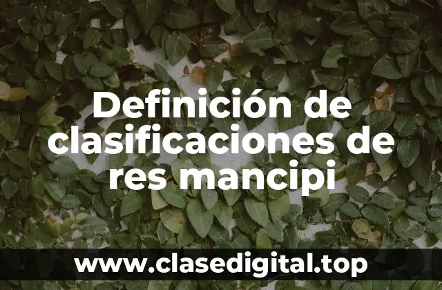 Definición de clasificaciones de res mancipi