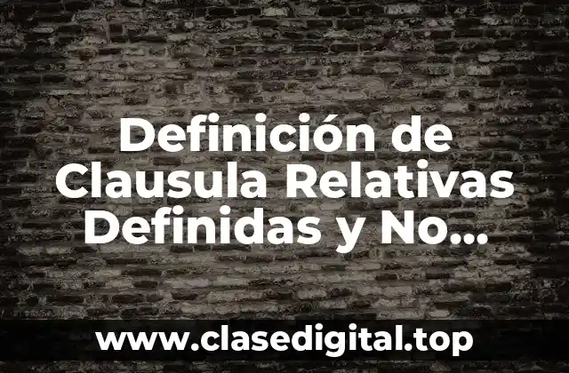 Definición de Clausula Relativas Definidas y No Definidas