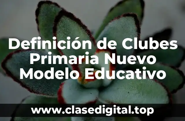 Definición de Clubes Primaria Nuevo Modelo Educativo
