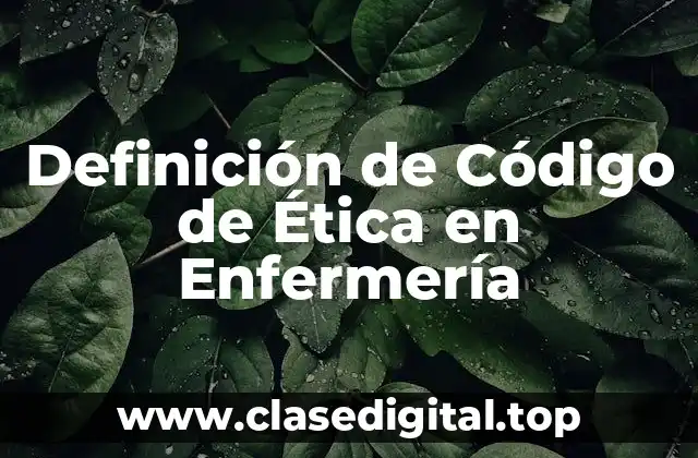 Definición técnica de Código de Ética en Enfermería