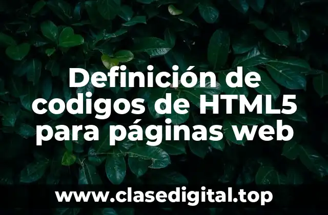 Definición de codigos de HTML5 para páginas web