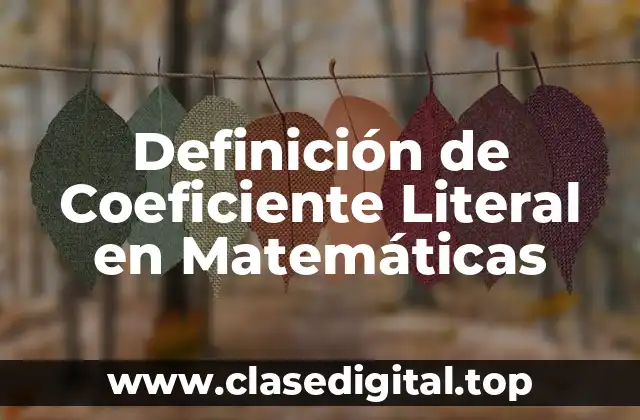 Definición de Coeficiente Literal en Matemáticas