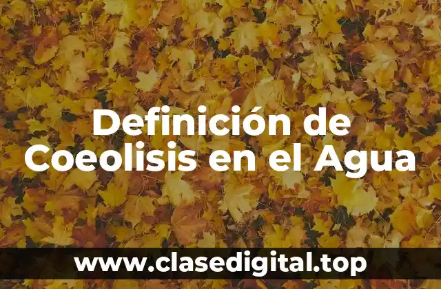 Definición de Coeolisis en el Agua