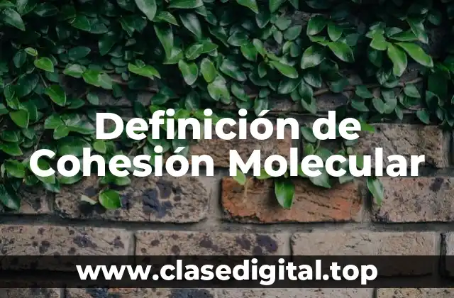 Definición de Cohesión Molecular