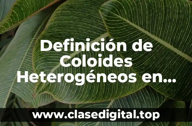 Definición de Coloides Heterogéneos en Química