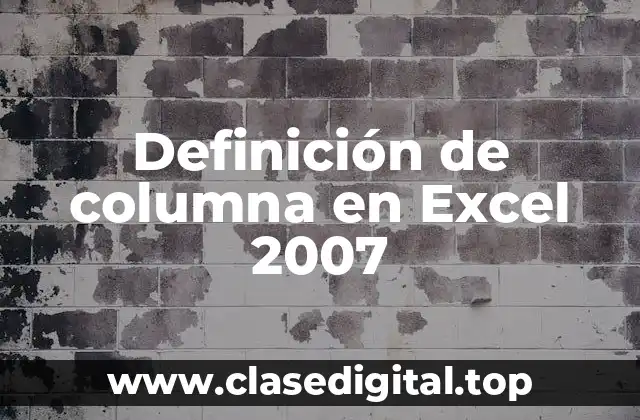 Definición de columna en Excel 2007