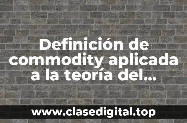 Definición de commodity aplicada a la teoría del consumidor