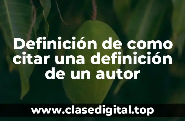 Definición de como citar una definición de un autor