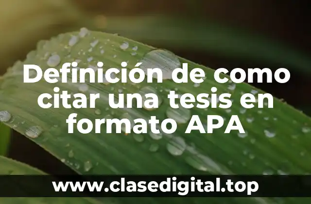 Definición de como citar una tesis en formato APA