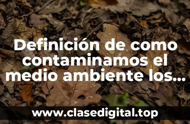 Definición de como contaminamos el medio ambiente los seres humanos