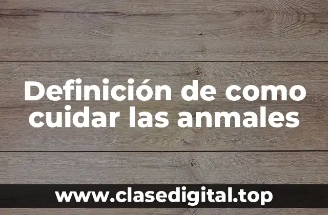 Definición de como cuidar las anmales