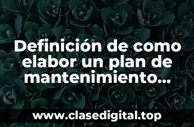 Definición de como elabor un plan de mantenimiento anual