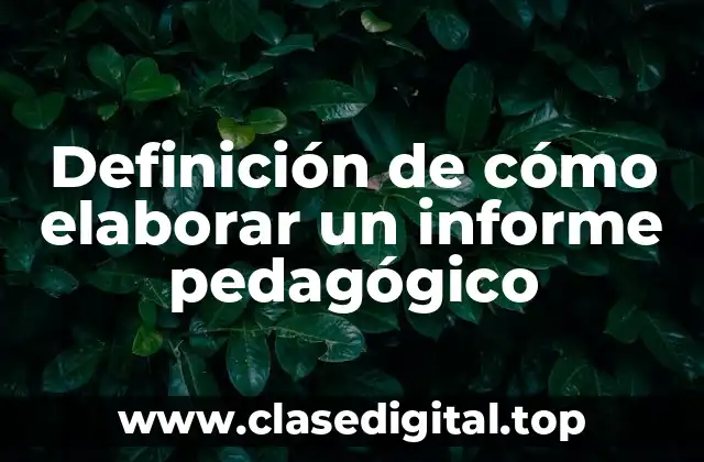 Definición de cómo elaborar un informe pedagógico