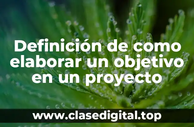 Definición de como elaborar un objetivo en un proyecto