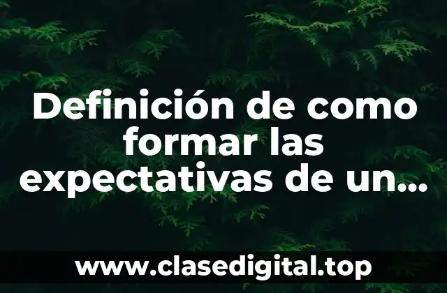 Definición de como formar las expectativas de un cliente
