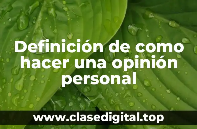 Definición de como hacer una opinión personal