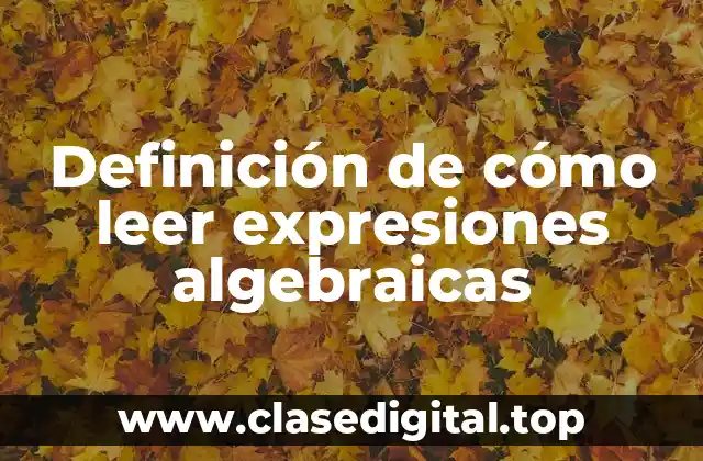 Definición de cómo leer expresiones algebraicas