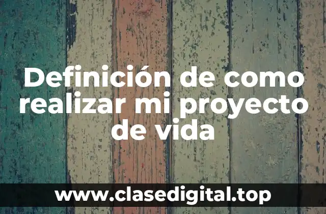 Definición de como realizar mi proyecto de vida
