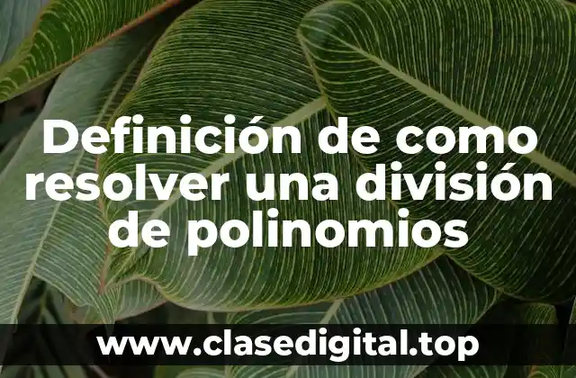 Definición de como resolver una división de polinomios