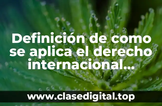 Definición de como se aplica el derecho internacional privado