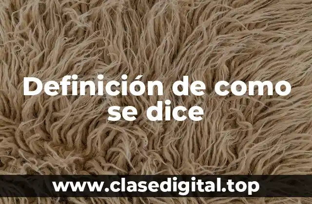 Definición de como se dice