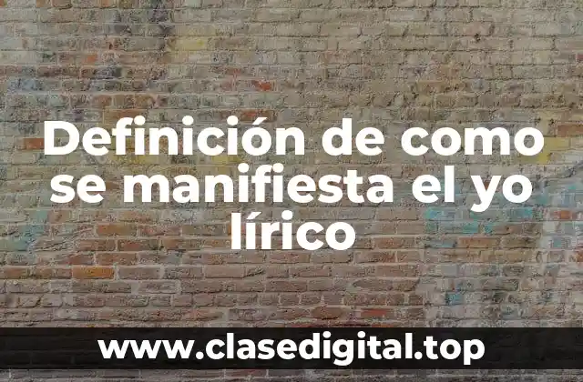 Definición de como se manifiesta el yo lírico