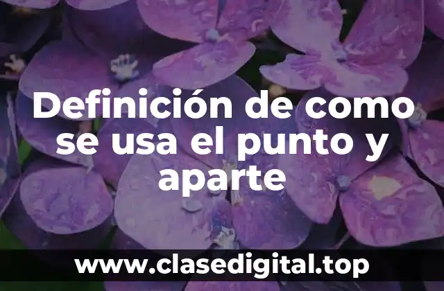 Definición de como se usa el punto y aparte