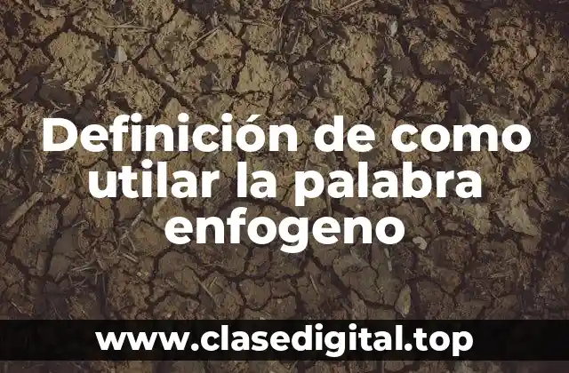 Definición de como utilar la palabra enfogeno